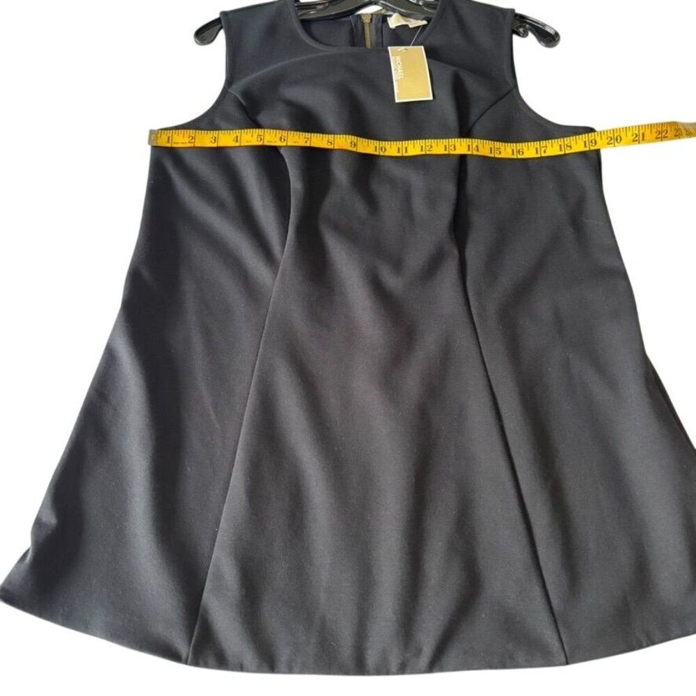 Michael Michael Kors Sleeveless Black Dress With Faux Leather Hem & Back Zipper - Picture 10 of 12